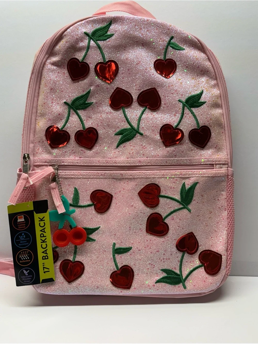 Pink Glitter Cherry Sequin Backpack
